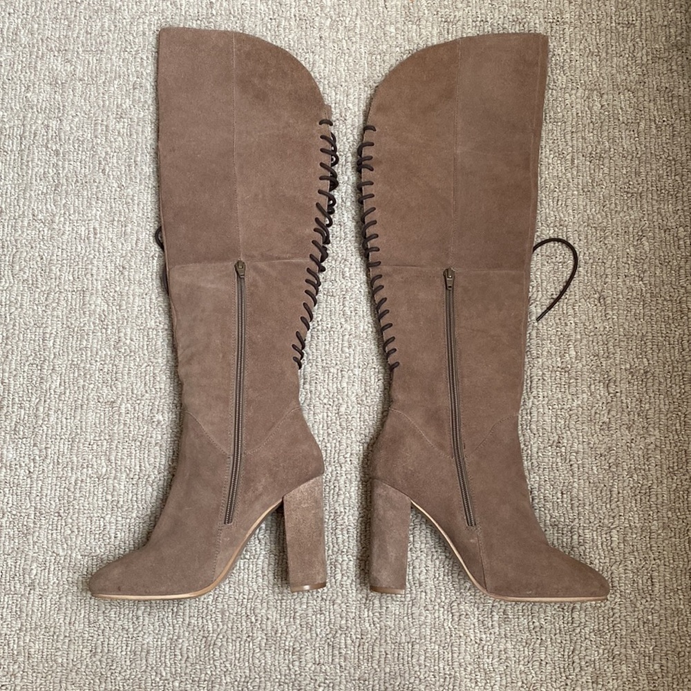 Steve Madden Revolvee Over the Knee Suede Leather Lace Up Block Heel Boho Boots - Picture 3 of 9